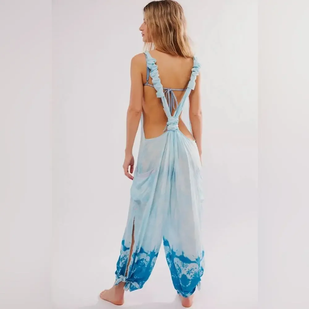 Free People Blue Beach Break Jumpsuit Size Extra Small XS